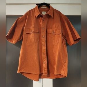 Cabelas Stonewash Canvas Button Down Tshirt XL Rust